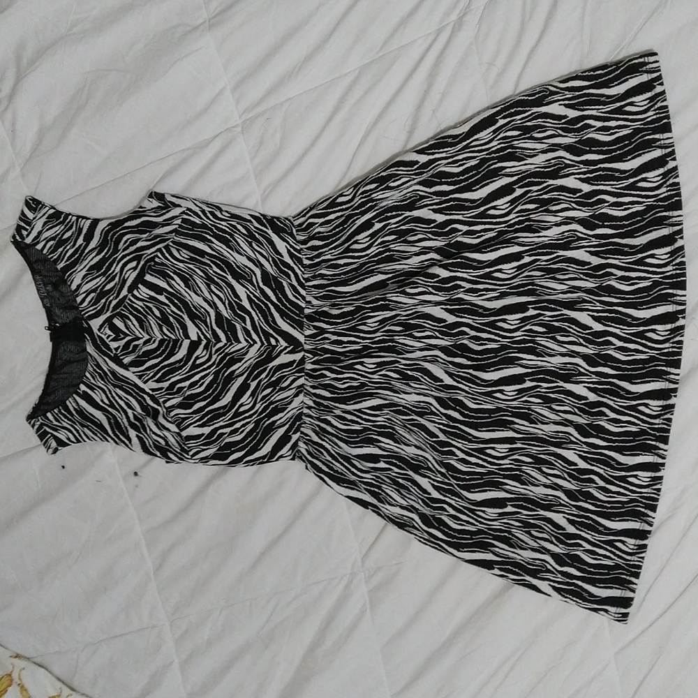 🖤Black and White Flared Dress